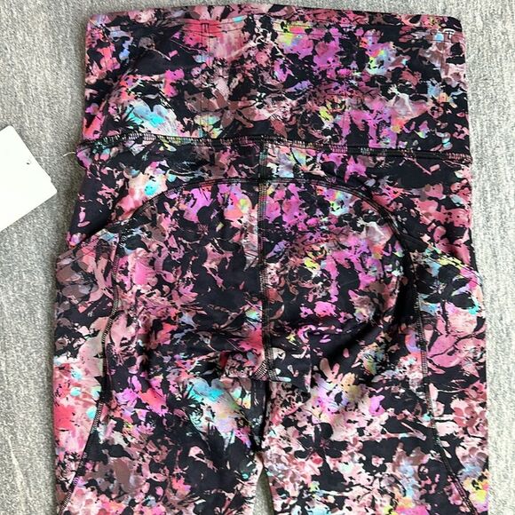 NWT Lululemon Fast & Free High-Rise Crop 19" Running Legging Black Pink Floral 4 - Picture 9 of 16